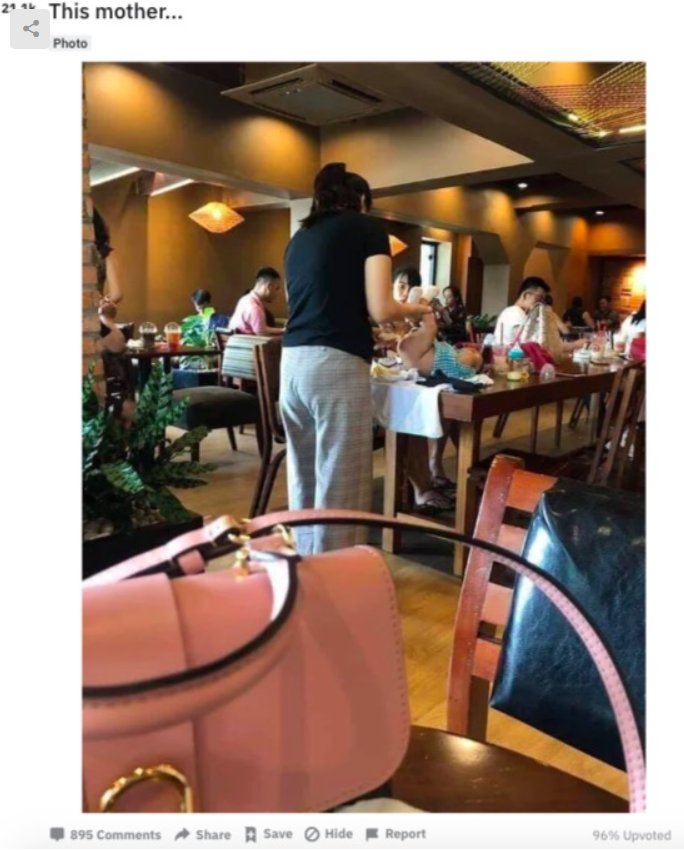 Zdjęcie Ta kobieta przewijała dziecko w restauracji przy gościach! Zdjęcie wywołało burzę w internecie #1