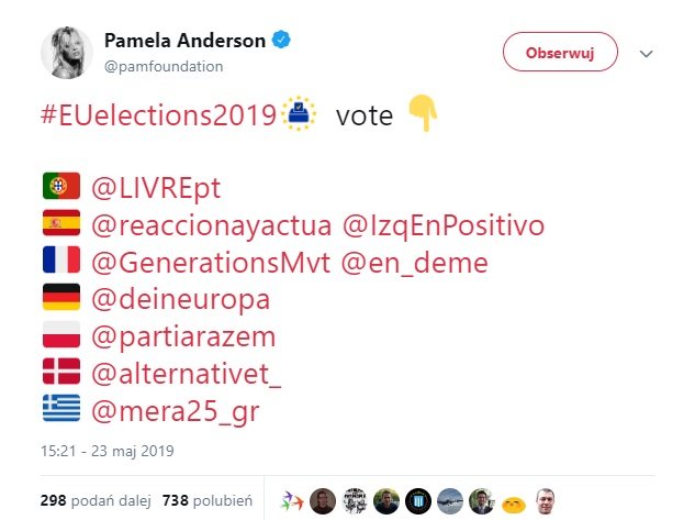 Zdjęcie Pamela Anderson wskazała polską partię, na którą powinniśmy głosować! Zgadzacie się? #2